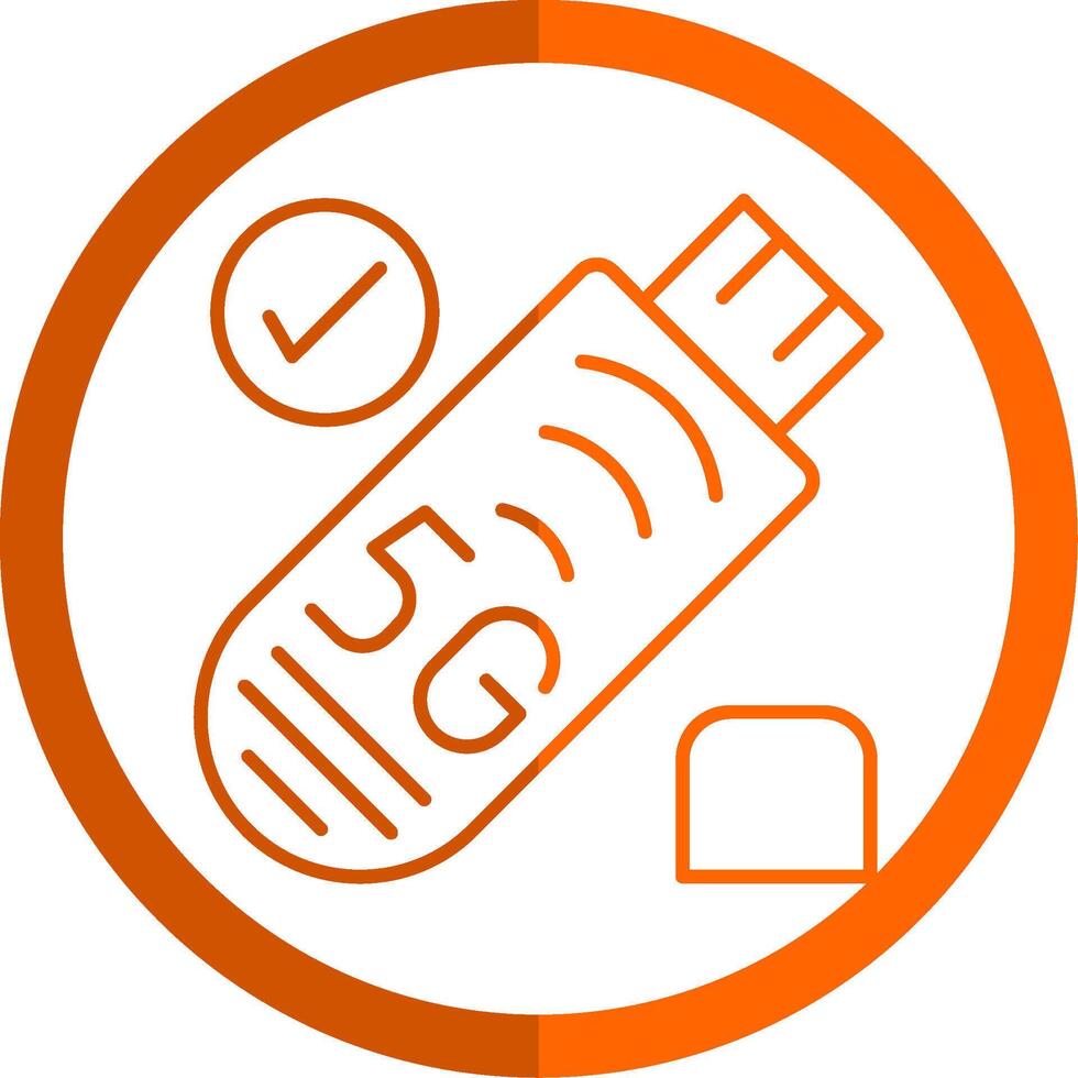 Usb Stick Line Orange Circle Icon vector