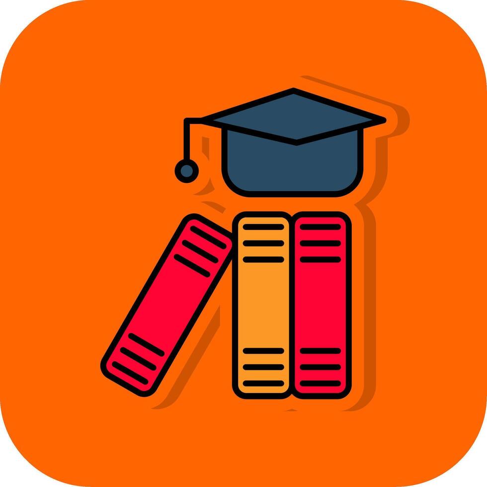 Graduation Hat Filled Orange background Icon vector