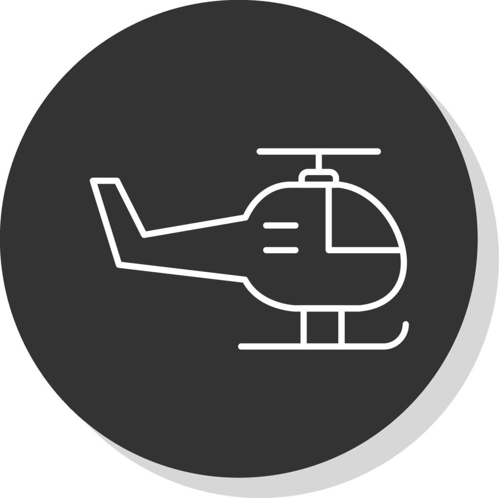 helicóptero línea gris circulo icono vector