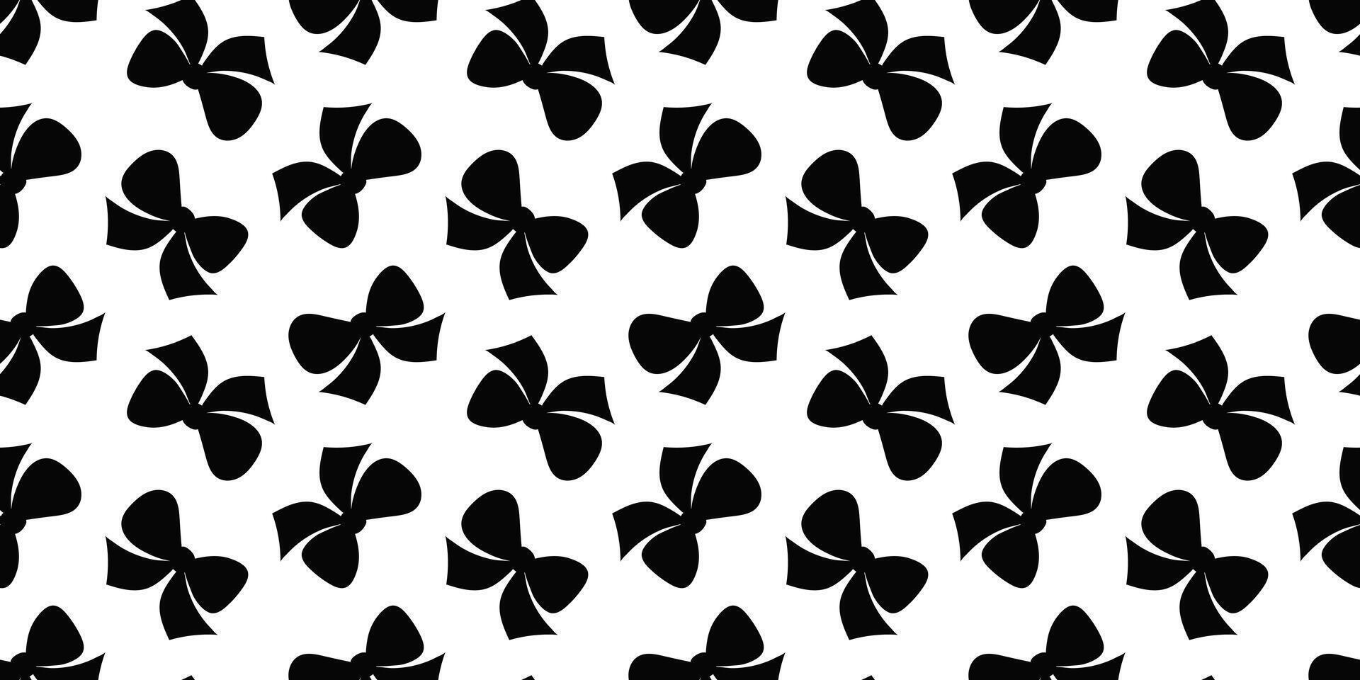Seamless pattern of silhouette bow knots, black gift ribbons in doodle style on white background. Trendy hair braiding accessory. Hand drawn illustration vector
