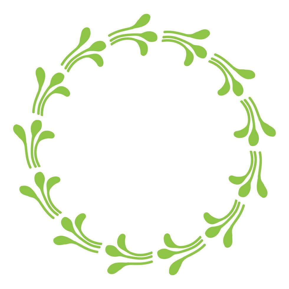 verde guirnalda hojas dibujado por mano con vacío sitio para texto. frondoso primavera marco para Felicidades citas con Copiar espacio. minimalista ilustración vector