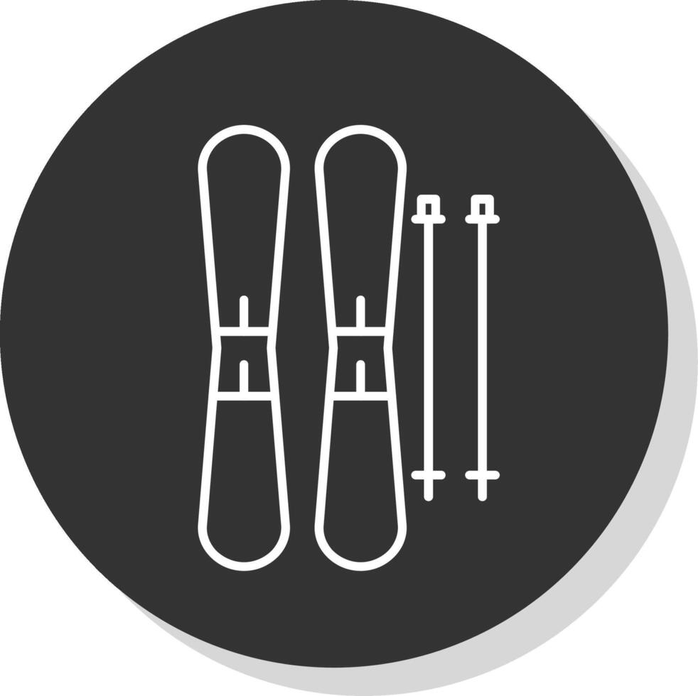 esquís línea gris circulo icono vector