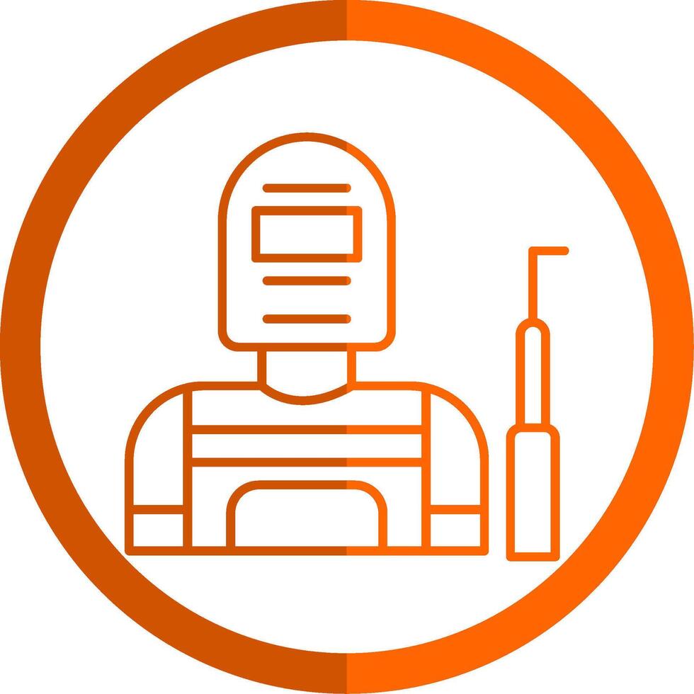 Welder Line Orange Circle Icon vector