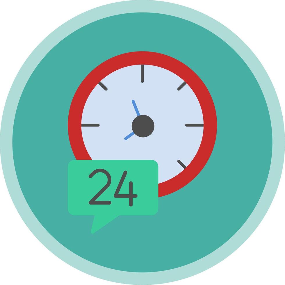 24 Hours Flat Multi Circle Icon vector