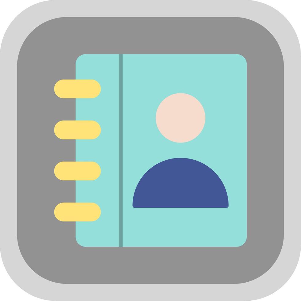 Contact Book Flat Round Corner Icon vector