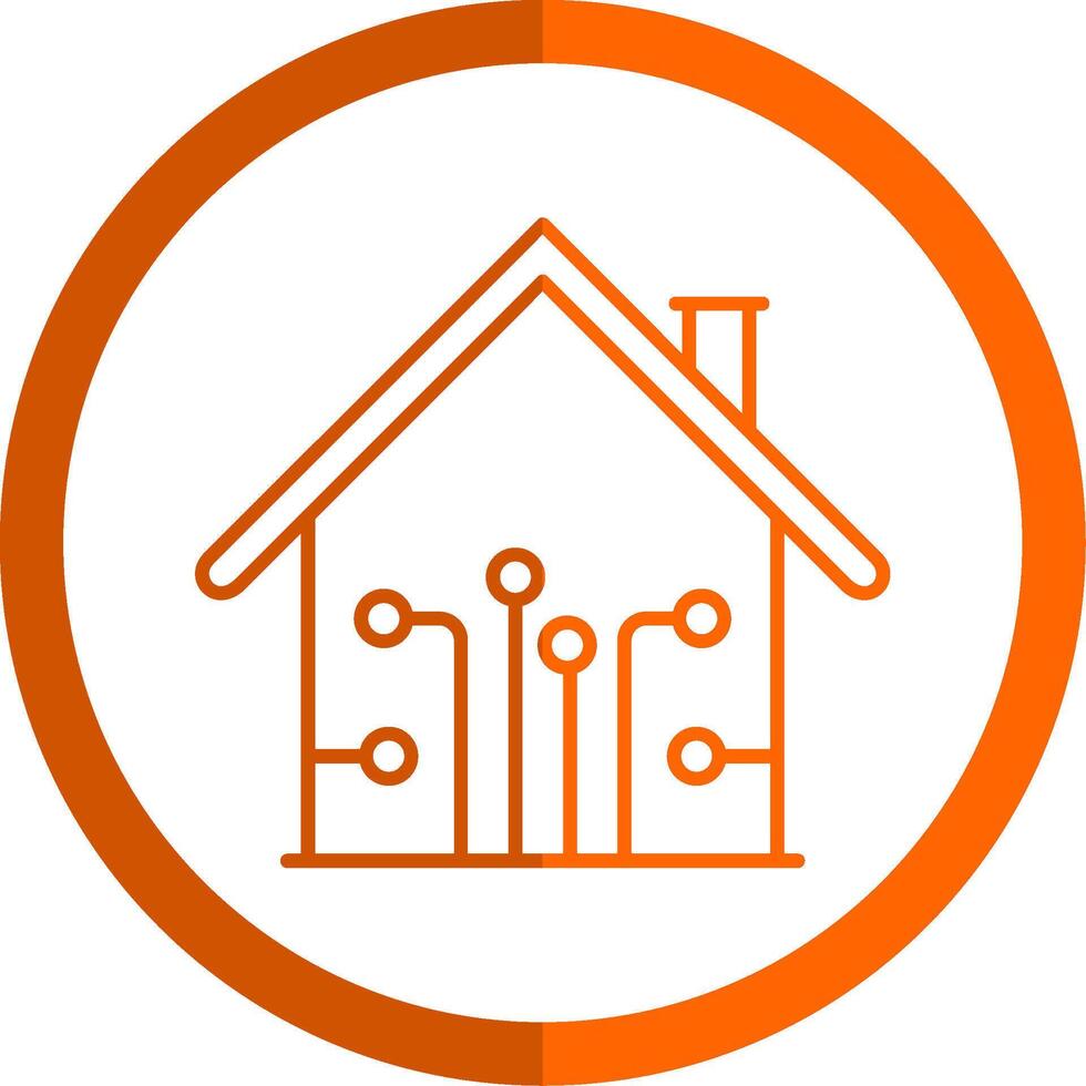 Smart Home Line Orange Circle Icon vector
