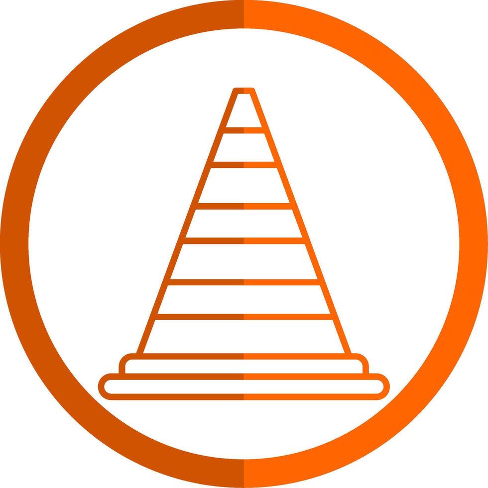 Cone Line Orange Circle Icon vector