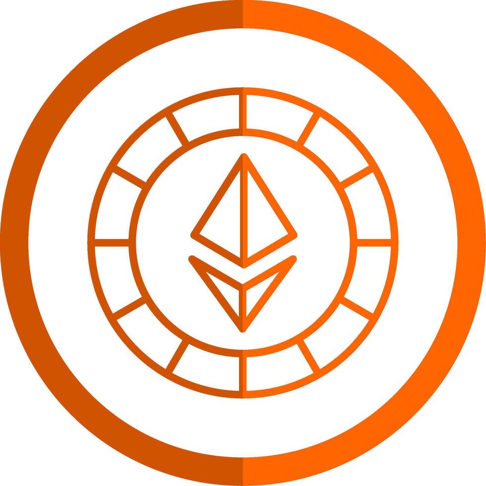 Ethereum Coins Line Orange Circle Icon vector