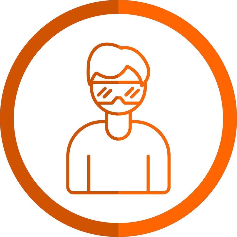 Virtual Glasses Line Orange Circle Icon vector