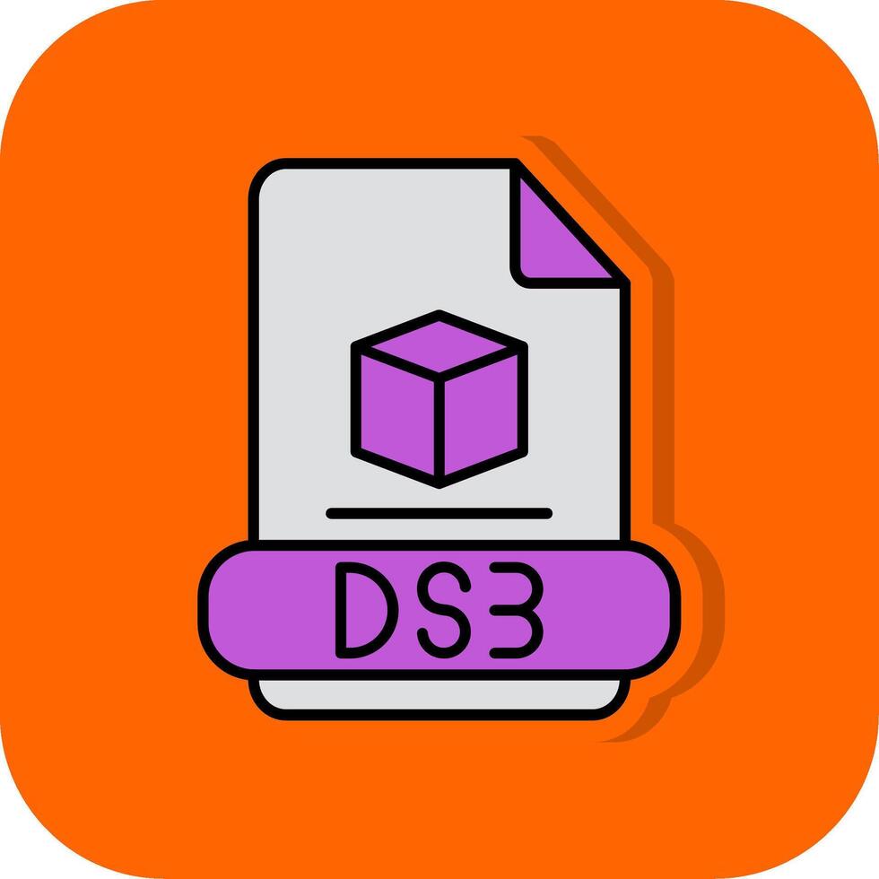 3ds Filled Orange background Icon vector