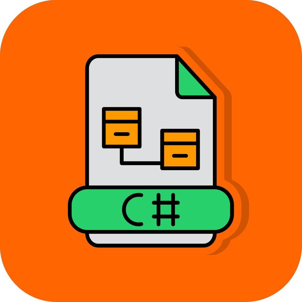 C Sharp Filled Orange background Icon vector