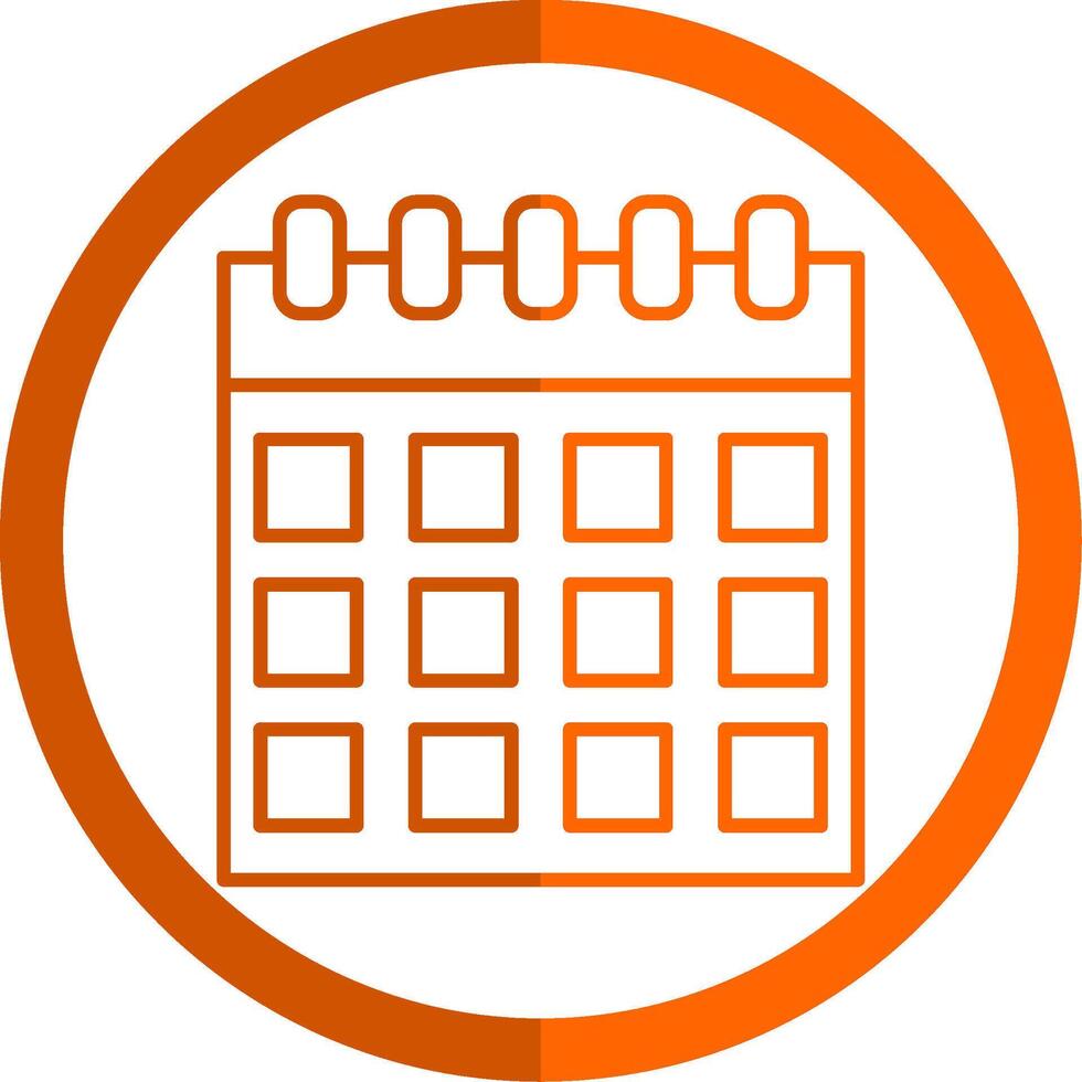 Calendar Line Orange Circle Icon vector