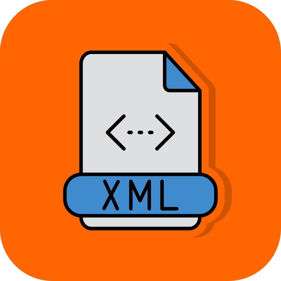 Xml Filled Orange background Icon vector