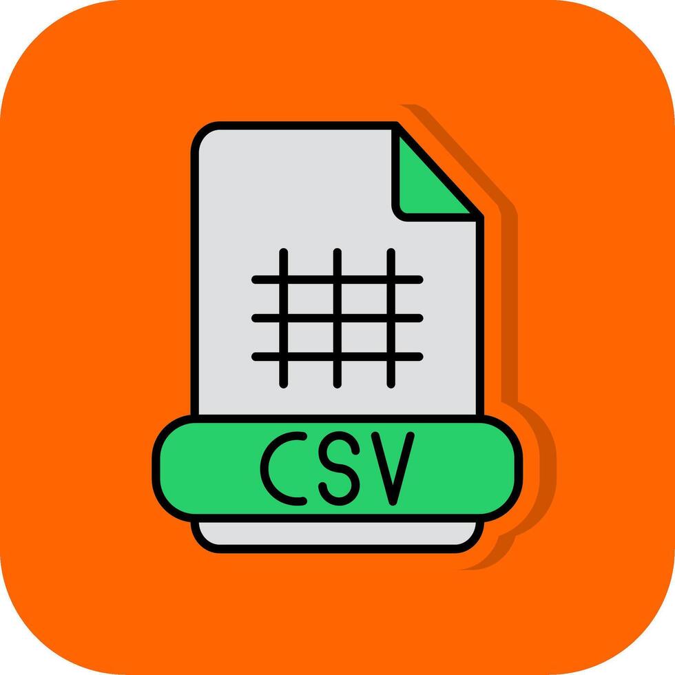 Csv Filled Orange background Icon vector