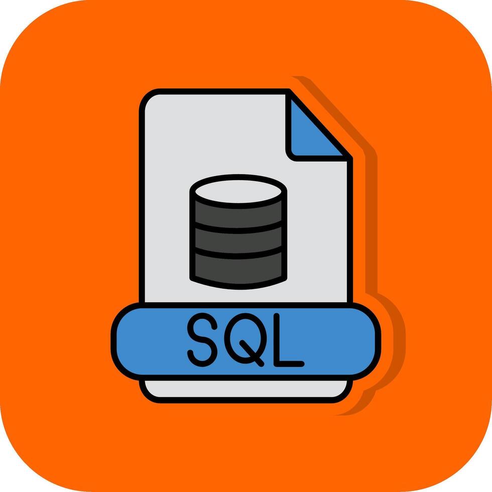 Sql Filled Orange background Icon vector