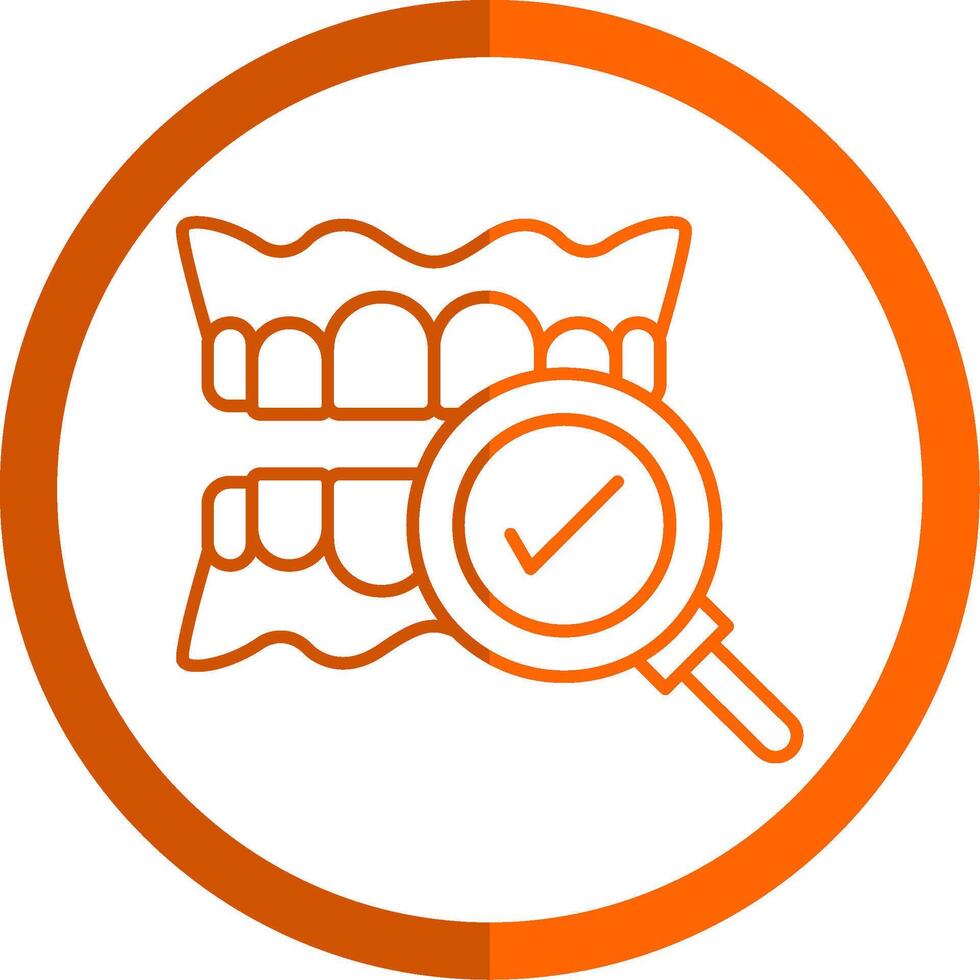 dental chequeo línea naranja circulo icono vector