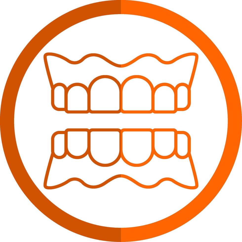 Denture Line Orange Circle Icon vector
