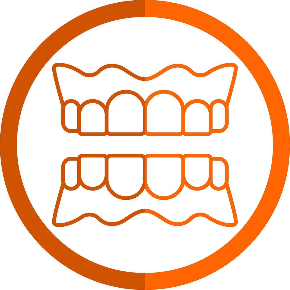 Denture Line Orange Circle Icon vector