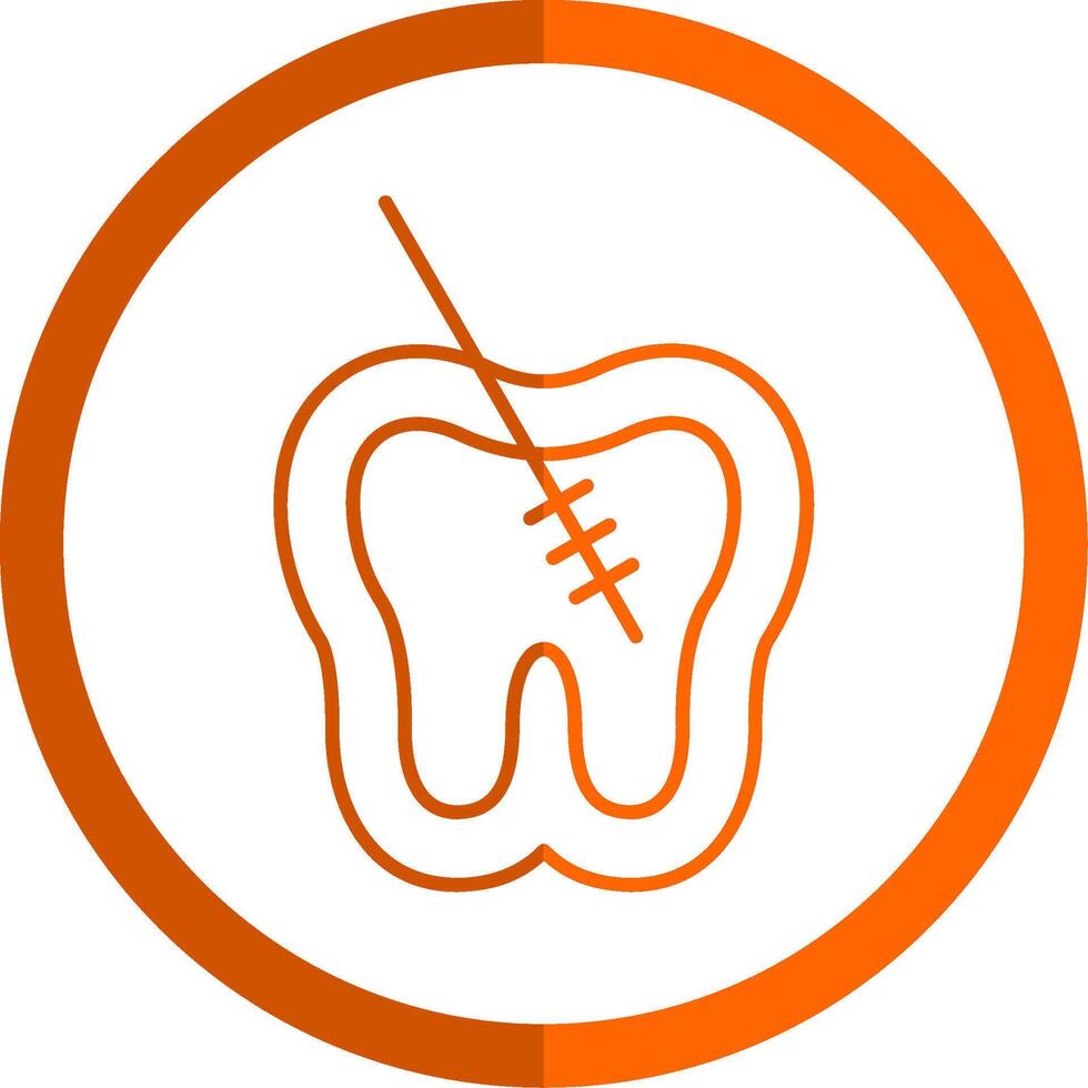 Root Canal Line Orange Circle Icon vector