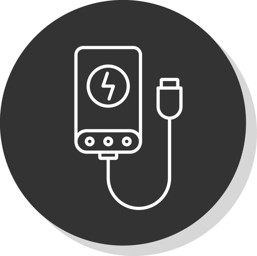 Power Bank Line Grey Circle Icon vector