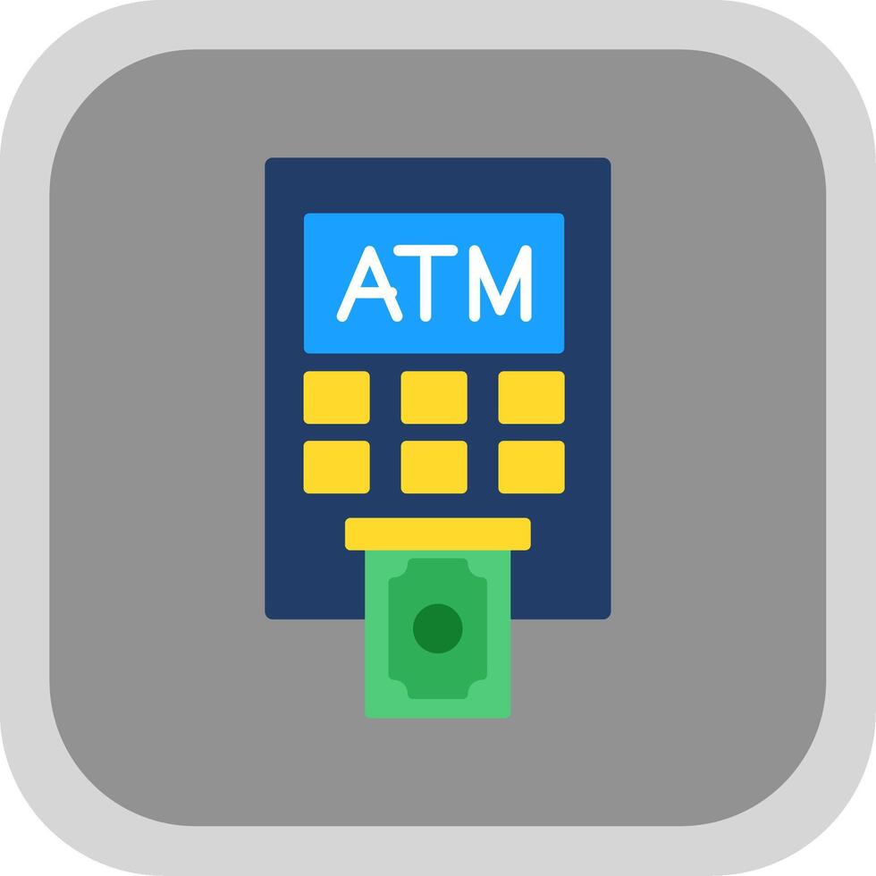Atm Machine Flat Round Corner Icon vector