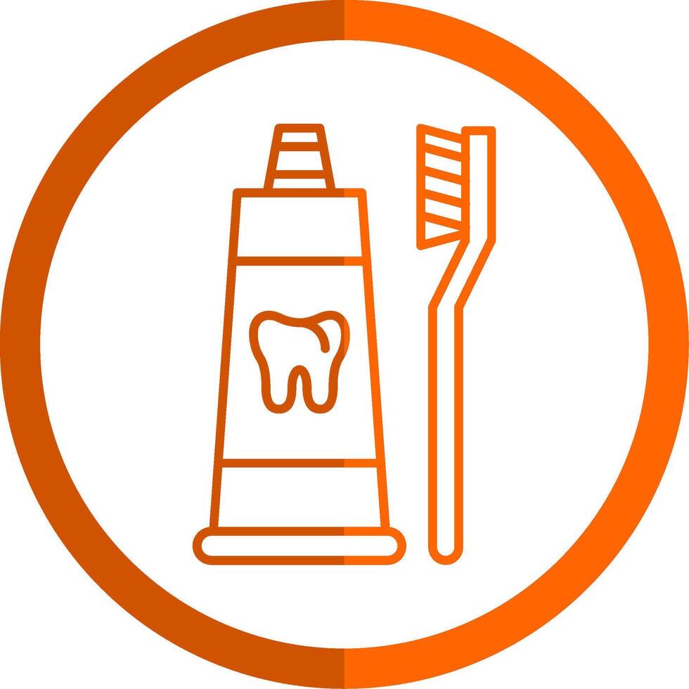 Toothpaste Line Orange Circle Icon vector