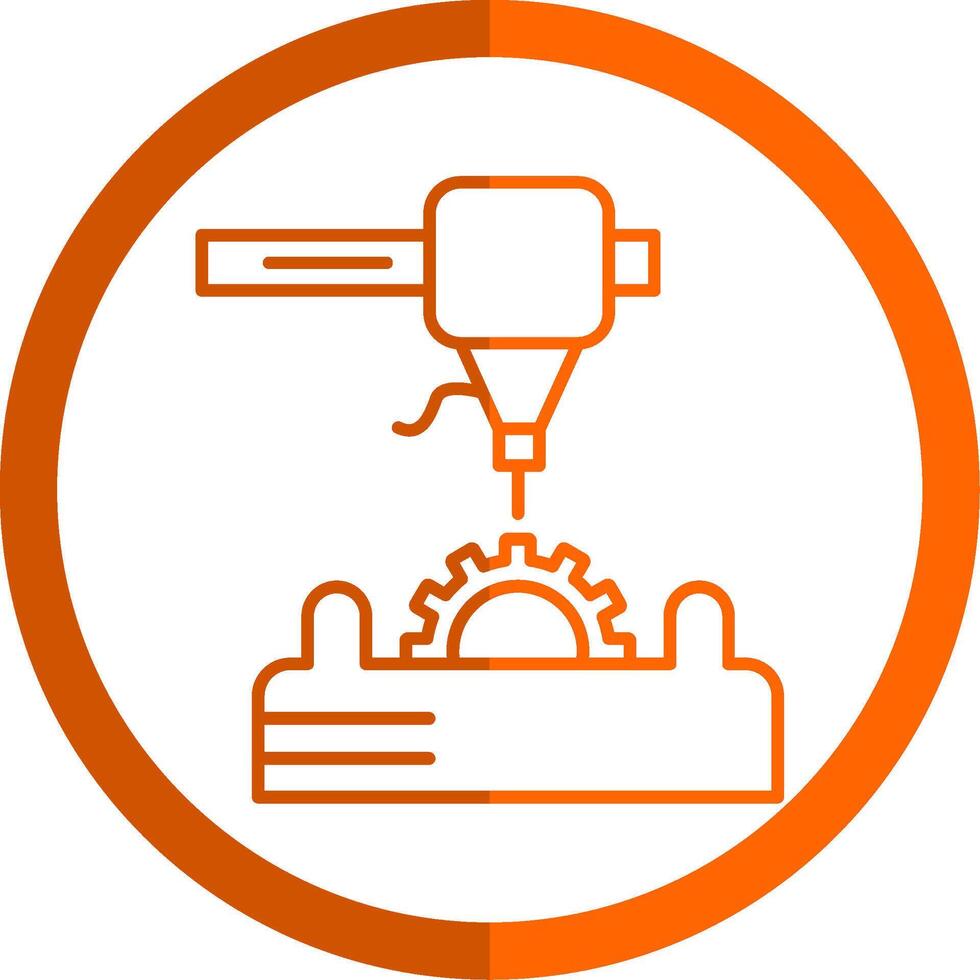 3d Printer Line Orange Circle Icon vector