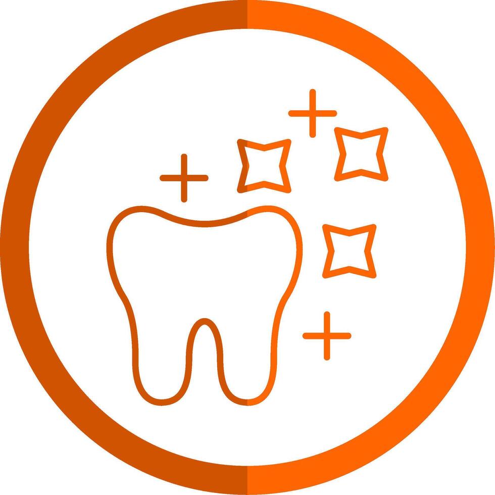 Tooth Whitening Line Orange Circle Icon vector