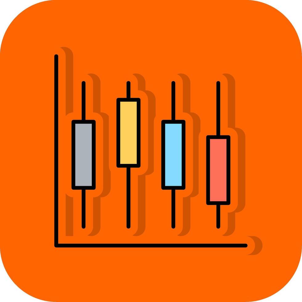 Diagram Filled Orange background Icon vector