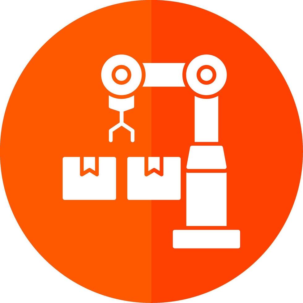 Industrial Robot Glyph Red Circle Icon vector