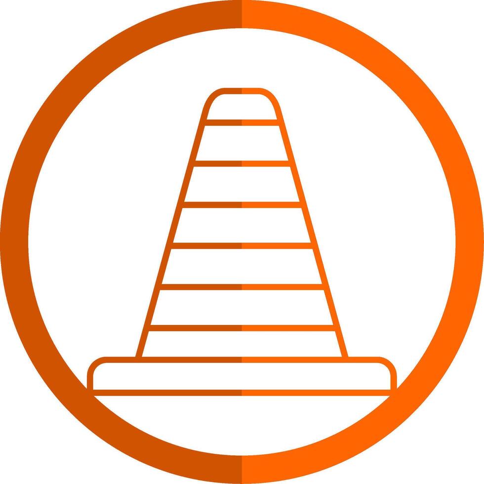 Traffic Cone Line Orange Circle Icon vector