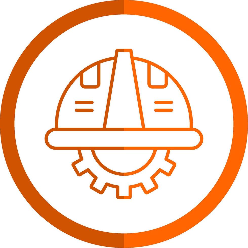 Saftey Helmet Line Orange Circle Icon vector