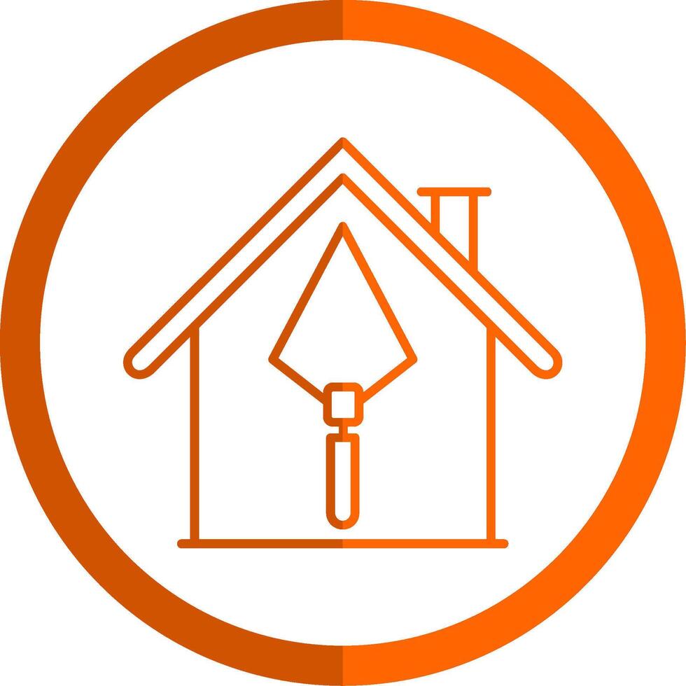 House Construction Line Orange Circle Icon vector