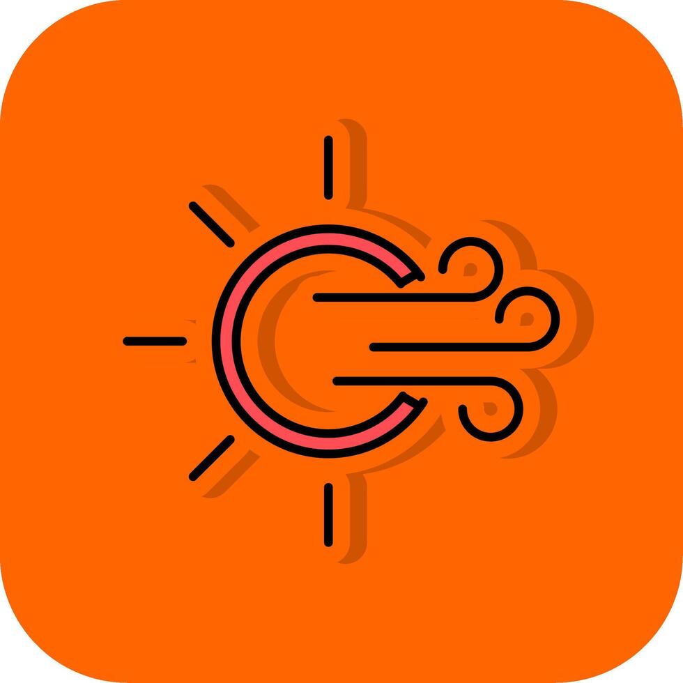 Windy Filled Orange background Icon vector