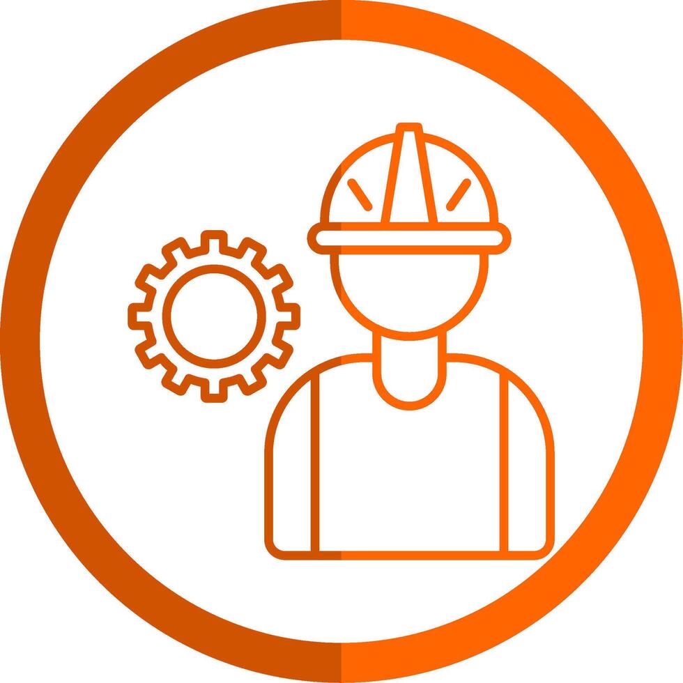 Worker Line Orange Circle Icon vector