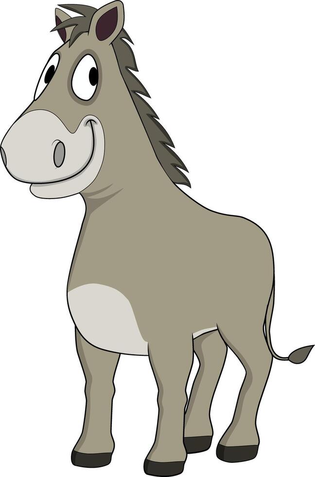 un dibujos animados Burro en pie en un blanco antecedentes vector