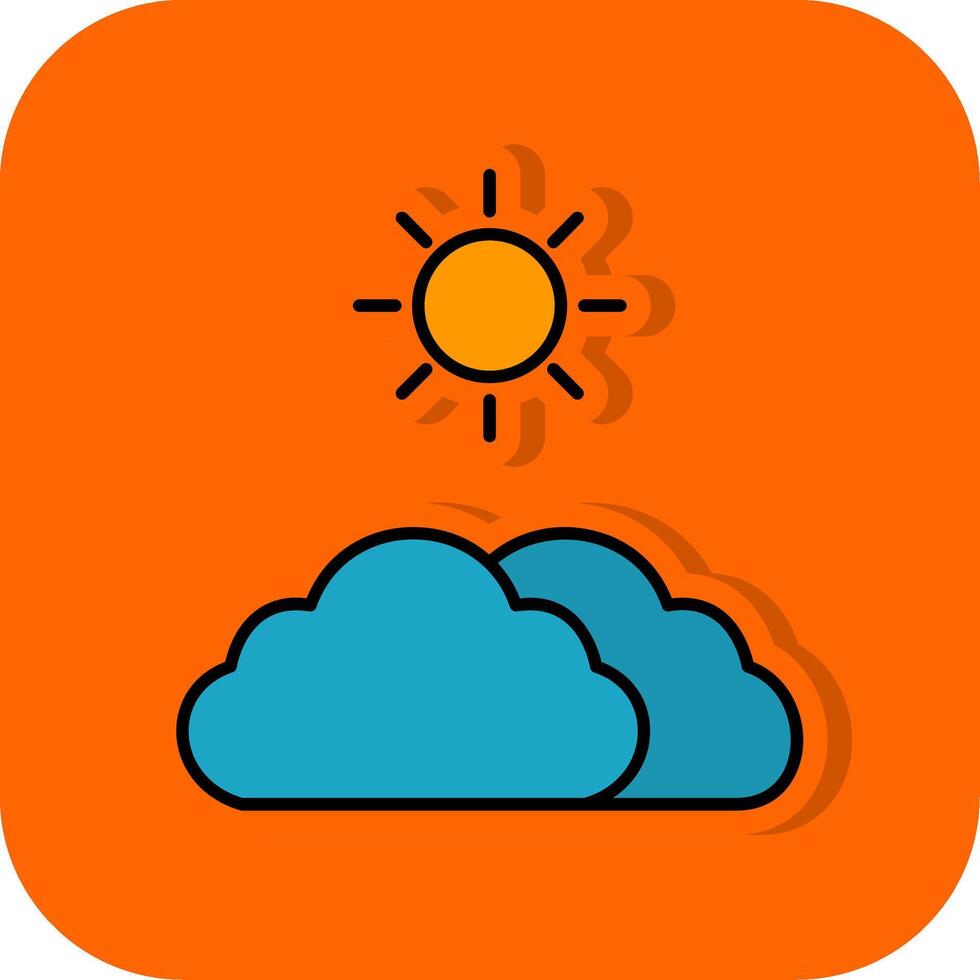 Clouds And Sun Filled Orange background Icon vector