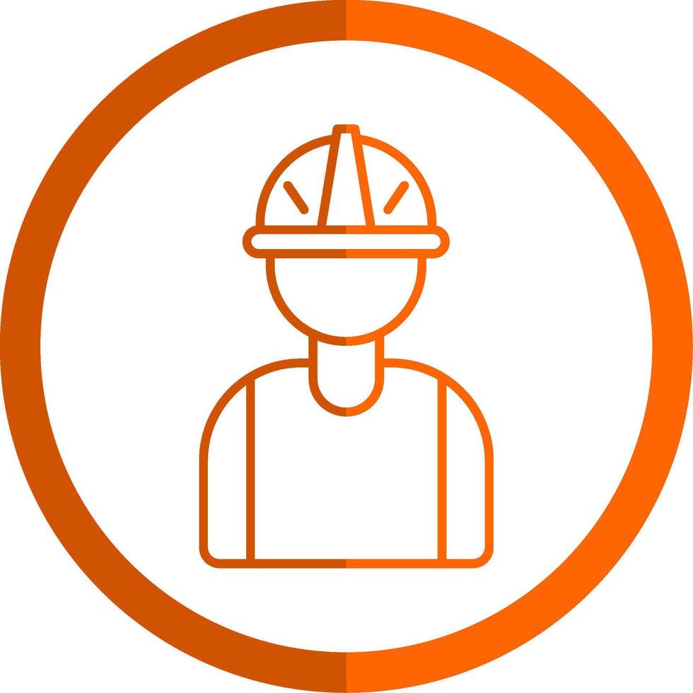 trabajador línea naranja circulo icono vector