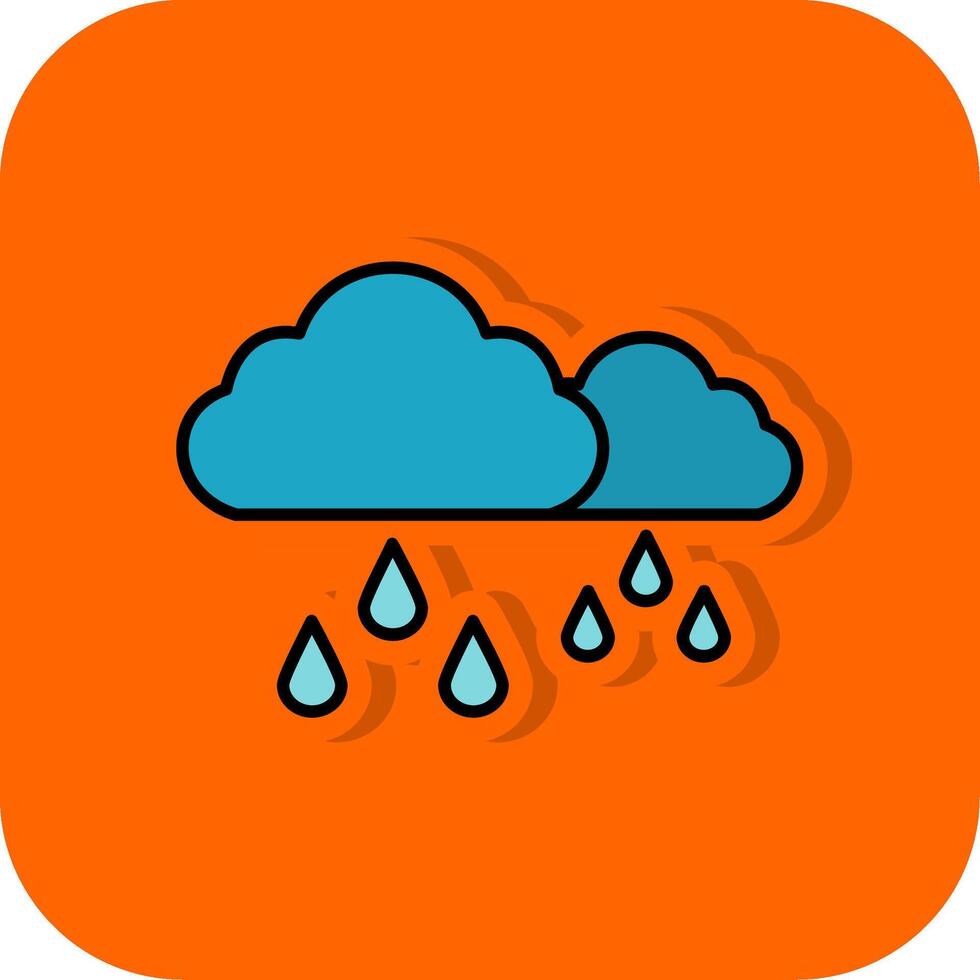 Rainy Filled Orange background Icon vector