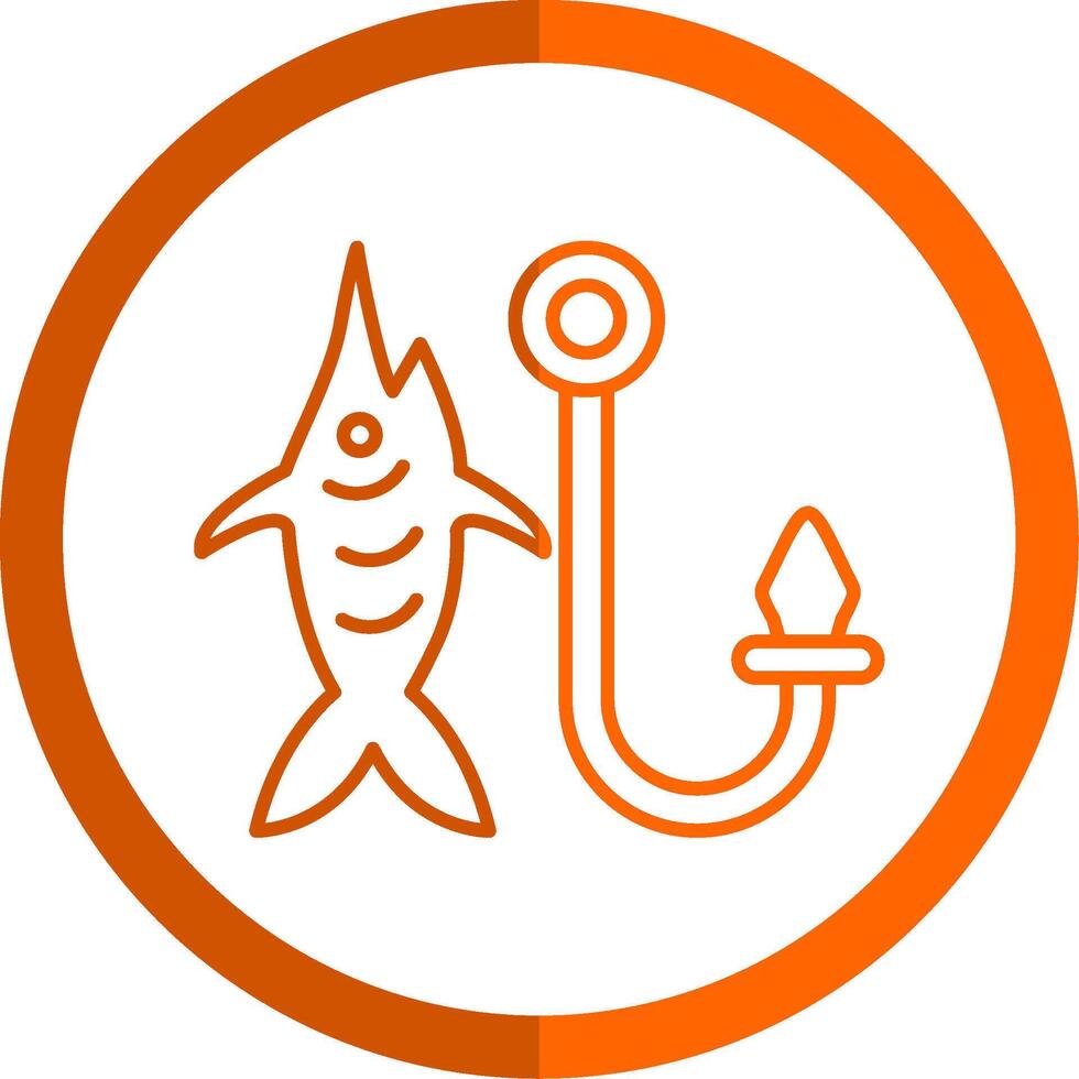 Fishhook Line Orange Circle Icon vector