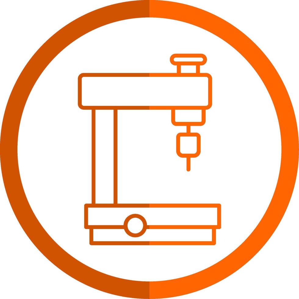 Milling Machine Line Orange Circle Icon vector