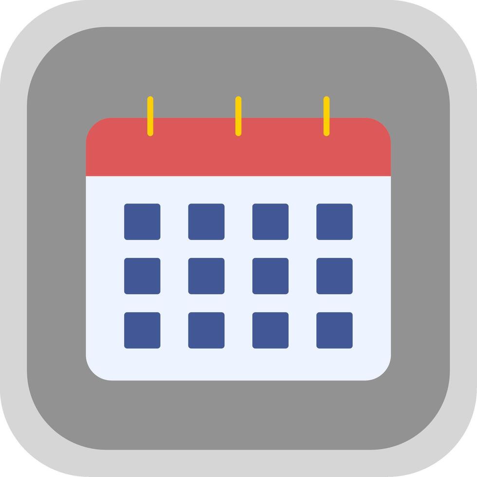 Calendar Flat Round Corner Icon vector