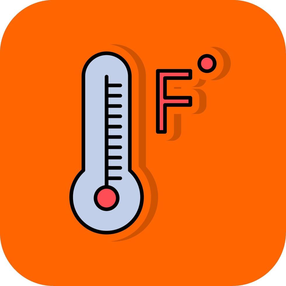 Fahrenheit Degrees Filled Orange background Icon vector