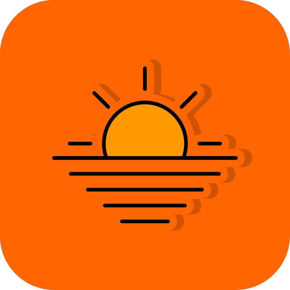 Sunset Filled Orange background Icon vector