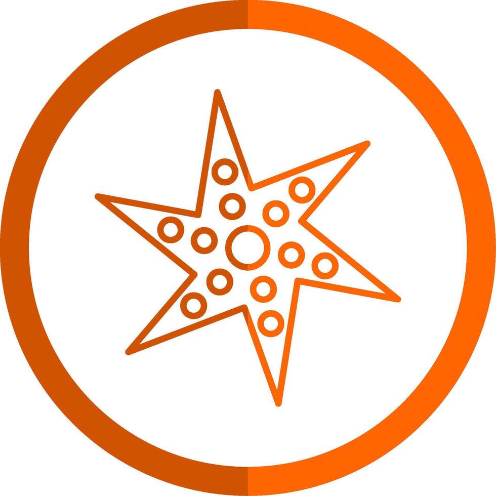 estrella de mar línea naranja circulo icono vector