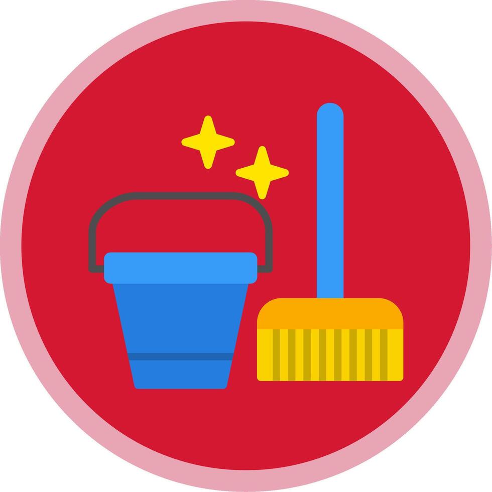 Cleaning Tools Flat Multi Circle Icon vector