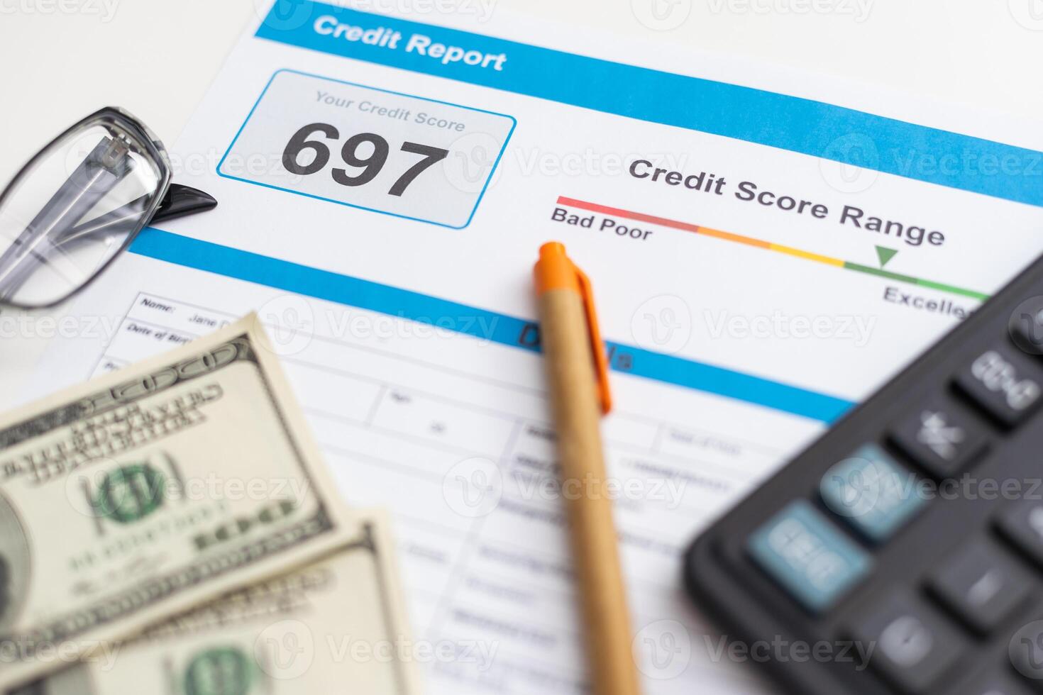 report credit score banking borrowing application risk form document loan business market concept - stock image photo