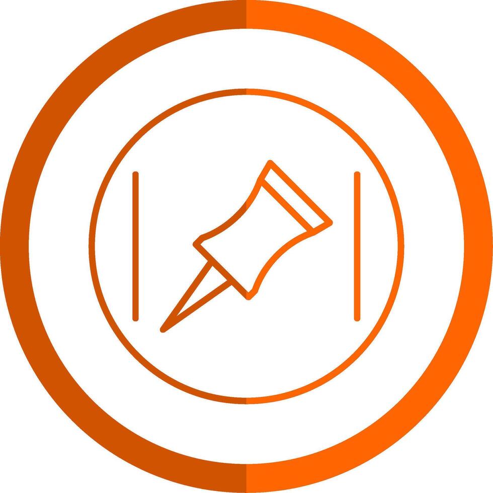 Push Pin Line Orange Circle Icon vector