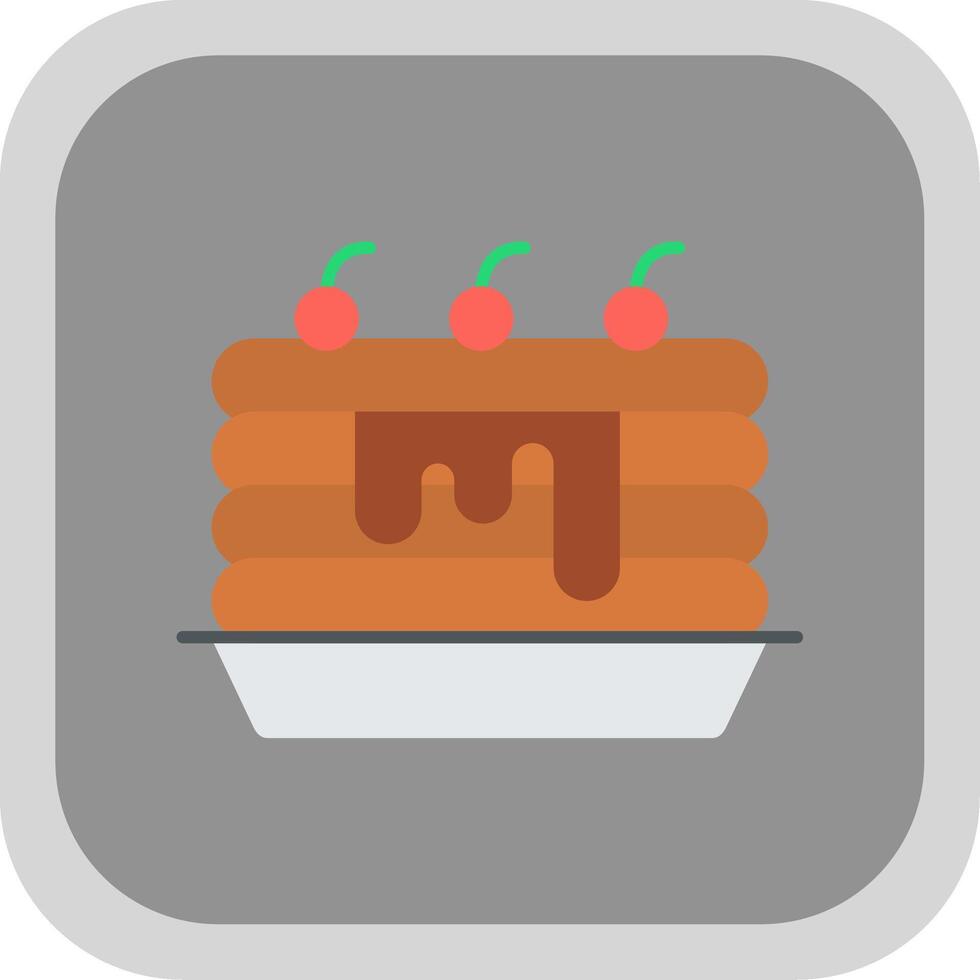 Pancakes Flat Round Corner Icon vector