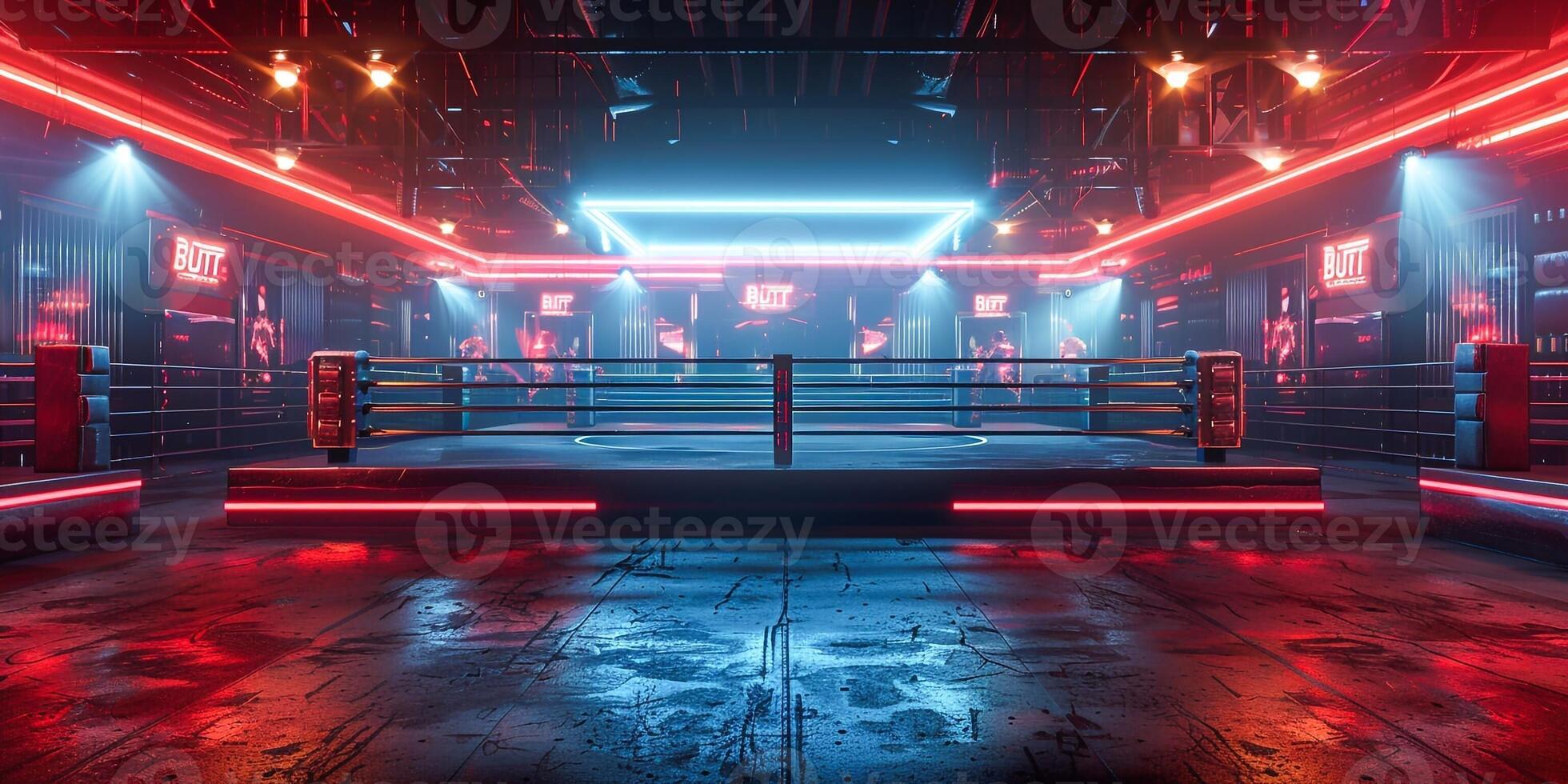 ai generado limpiar grandioso combate arena en brillante luces foto